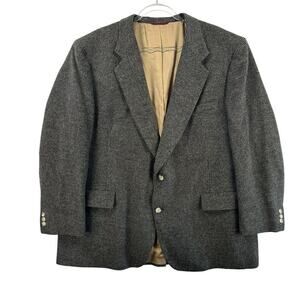 Hart Schaffner & Marx Men Gray Camel Hair Tweed Check Blazer Size L Vintage READ